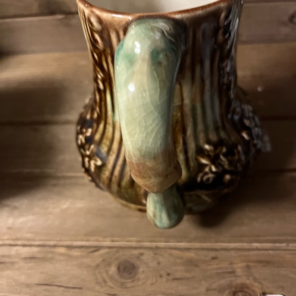 Harvest Goods vintage ceramic green and brown 5 inch pitcher - Picture 5 of 10